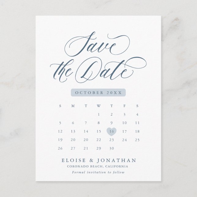 Elegant Simple Minimalist Modern Save the Date Postcard (Front)