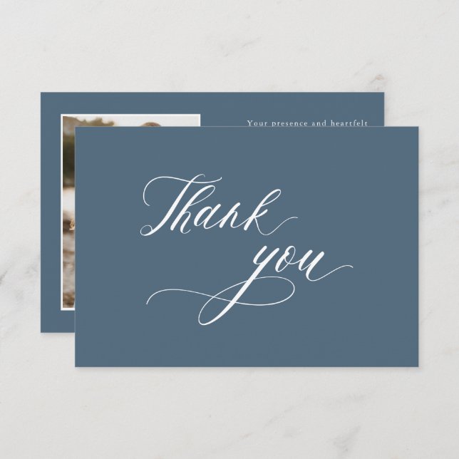 Elegant Simple Minimalist Modern Slate Wedding  Thank You Card (Front/Back)