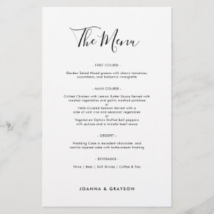 Elegant Simple Minimalist Modern  Wedding Menu