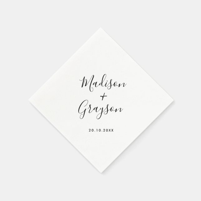 Elegant Simple Minimalist Modern Wedding  Napkin (Corner)