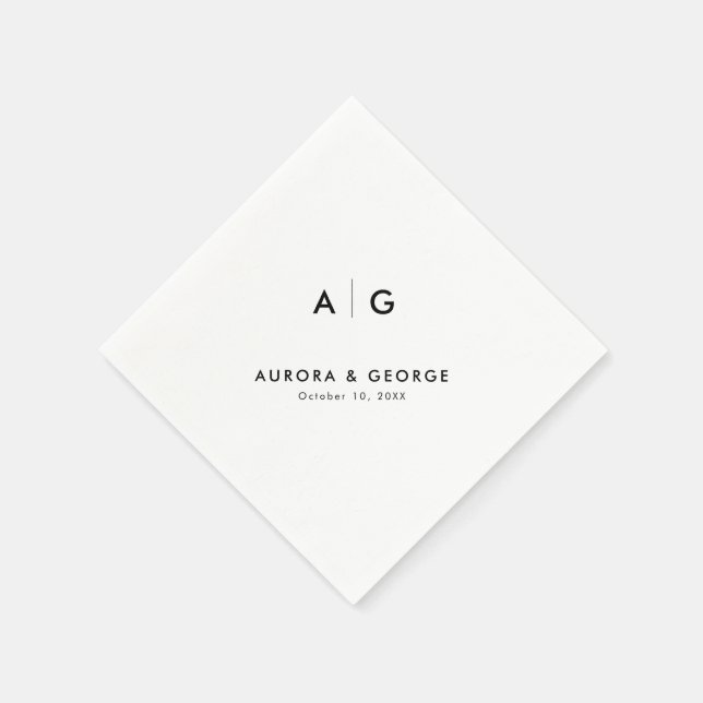 Elegant Simple Minimalist Modern Wedding  Napkin (Corner)