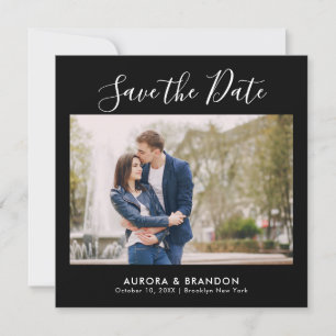 Elegant Simple Minimalist Modern Wedding Photo  Save The Date