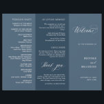 Elegant Simple Minimalist Modern Wedding  Program<br><div class="desc">Simple Minimalist Dusty blue slate tri fold wedding program. Please find more matching designs and variations from my "blissweddingpaperie" store. And feel free to contact me for further customisation or matching items.</div>