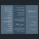 Elegant Simple Minimalist Modern Wedding  Program<br><div class="desc">Simple Minimalist Dusty blue slate tri fold wedding program. Please find more matching designs and variations from my "blissweddingpaperie" store. And feel free to contact me for further customisation or matching items.</div>