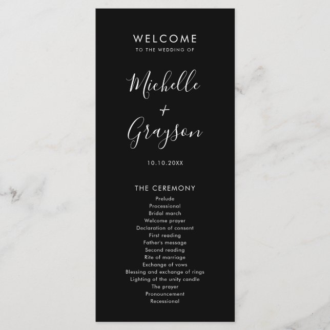 Elegant Simple Minimalist Modern Wedding  Programme (Front)