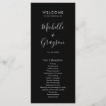 Elegant Simple Minimalist Modern Wedding  Programme<br><div class="desc">Simple Minimalist Black and White Modern Wedding menu. Please find more matching designs and variations from my "blissweddingpaperie" store. And feel free to contact me for further customisation or matching items.</div>