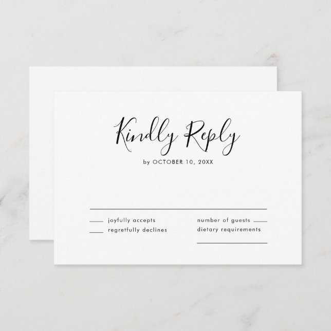 Elegant Simple Minimalist Modern Wedding  RSVP Card (Front/Back)