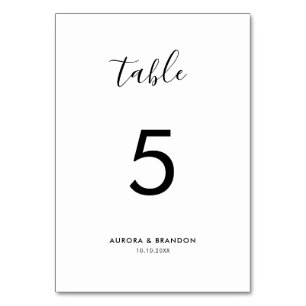 Elegant Simple Minimalist Modern Wedding Table Number