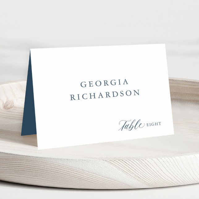 Elegant Simple Minimalist Modern Wedding  Table Number (Dusty blue slate simple calligraphy minimalist wedding place card)