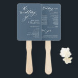 Elegant Simple Minimalist Modern Wedding  Timeline Hand Fan<br><div class="desc">Simple Minimalist dusty blue slate wedding timeline hand fan. Please find more matching designs and variations from my "blissweddingpaperie" store. And feel free to contact me for further customisation or matching items.</div>