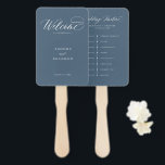 Elegant Simple Minimalist Modern Wedding  Timeline Hand Fan<br><div class="desc">Simple Minimalist dusty blue slate wedding timeline hand fan. Please find more matching designs and variations from my "blissweddingpaperie" store. And feel free to contact me for further customisation or matching items.</div>