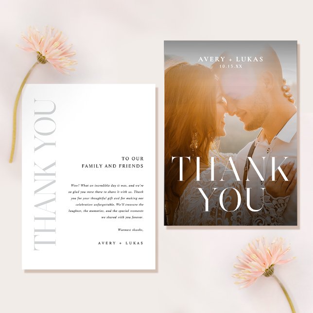 Elegant Simple Minimalist Photo Typography Wedding Thank You Card (Creator Uploaded)