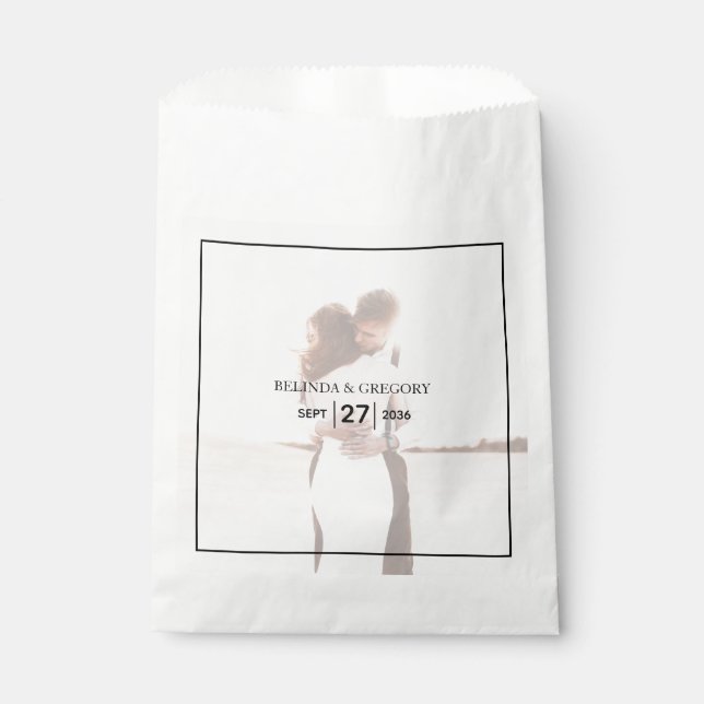 Elegant Simple Minimalist Photo Wedding  Favour Bags (Front)