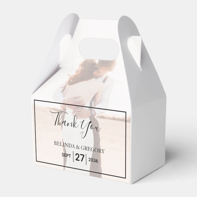 Elegant Simple Minimalist Photo Wedding Favour Box (Front Side)