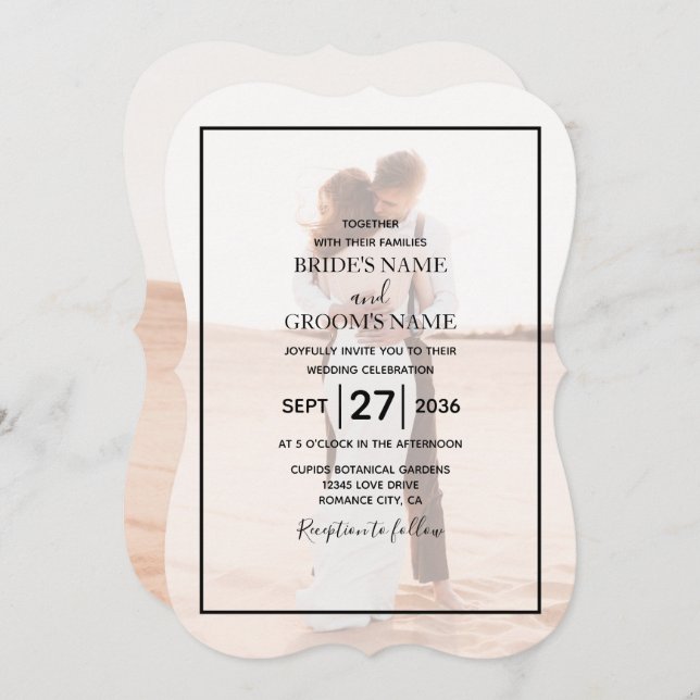 Elegant Simple Minimalist Photo Wedding Invitation (Front/Back)