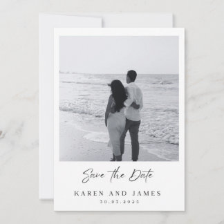 Elegant simple minimalist photo wedding  invitation
