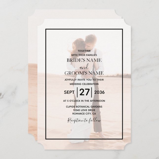 Elegant Simple Minimalist Photo Wedding Invitation (Front/Back)