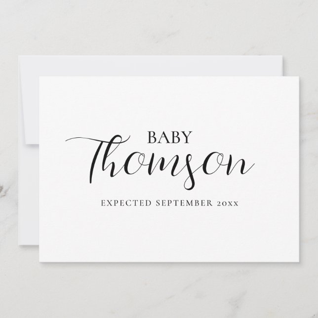 Elegant Simple Minimalist Pregnancy Announcement (Front)