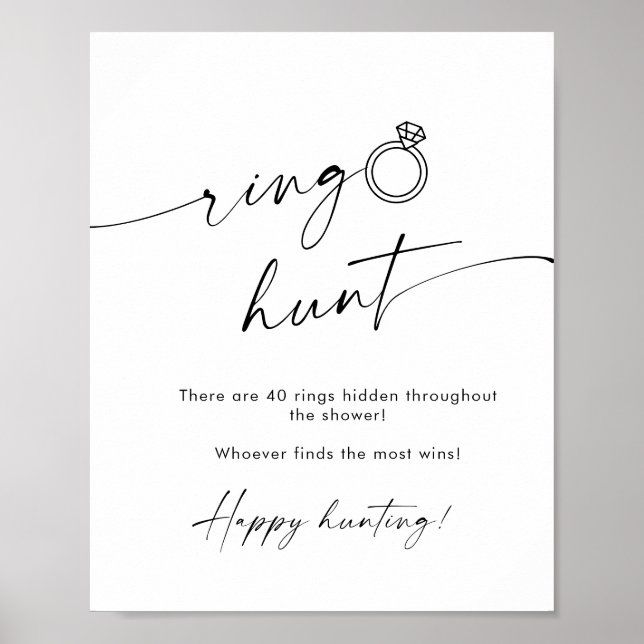 Elegant Simple Minimalist Ring Hunt Bridal Shower Poster (Front)