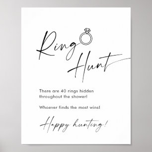 Elegant Simple Minimalist Ring Hunt Bridal Shower Poster