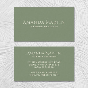 Elegant Simple Minimalist Sage Green Boho Business Card