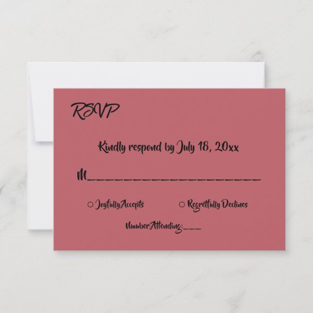 Elegant Simple Minimalist Script Modern Wedding RSVP Card (Front)