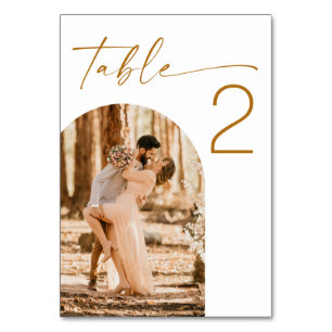 Elegant simple minimalist script photo wedding table number