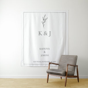 Elegant Simple Minimalist Wedding Backdrop Chic Tapestry