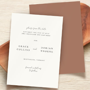 Elegant Simple Mocha Mousse Rustic Neutral Wedding Save The Date