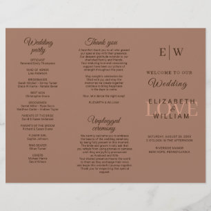 Elegant Simple Mocha Mousse with Monogram Wedding Flyer