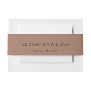 Elegant Simple Mocha Mousse with Monogram Wedding Invitation Belly Band