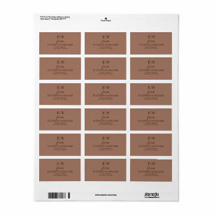 Elegant Simple Mocha Mousse with Monogram Wedding Label
