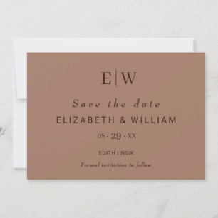 Elegant Simple Mocha Mousse with Monogram Wedding Save The Date