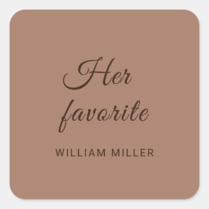 Elegant Simple Mocha Mousse with Monogram Wedding Square Sticker