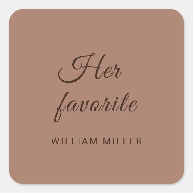 Elegant Simple Mocha Mousse with Monogram Wedding Square Sticker (Front)