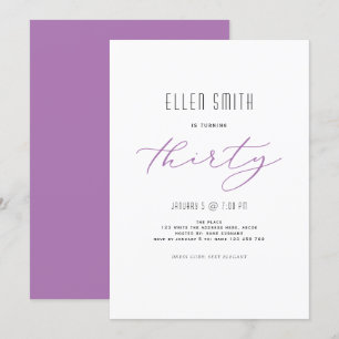 Elegant, Simple, Modern, 30th birthday Invitation