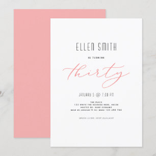Elegant, Simple, Modern, 30th birthday Invitation