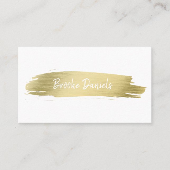 Elegant Simple Modern Abstract Brushstroke Gold Business Card (Front)
