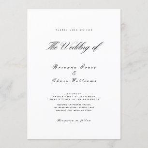 Elegant Simple Modern Black and White Wedding Invitation
