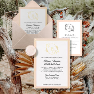 Elegant Simple Modern Blush Pink Gold Foil Wedding