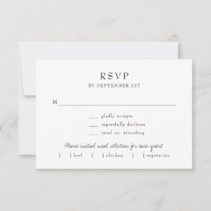 Elegant Simple Modern Calligraphy Meal Request RSVP Card