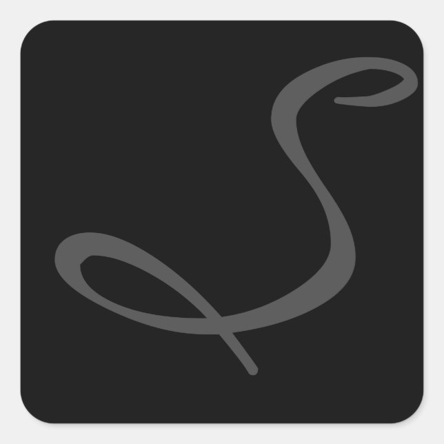 elegant simple modern chic trendy monogram black square sticker (Front)