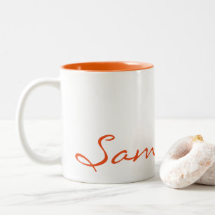 elegant simple modern chic trendy monogram orange Two-Tone coffee mug