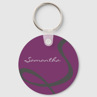 elegant simple modern chic trendy monogram purple key ring