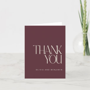 Elegant Simple Modern Custom Wedding Burgundy Thank You Card