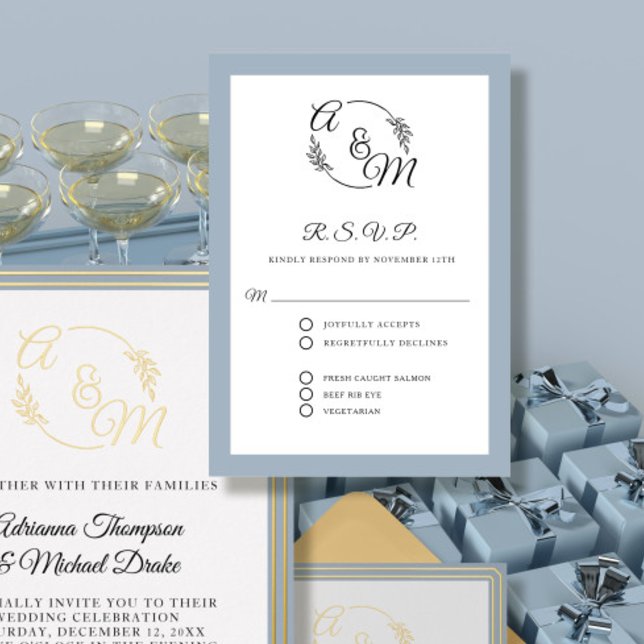 Elegant Simple Modern Formal Dusty Blue Wedding RSVP Card (Creator Uploaded)