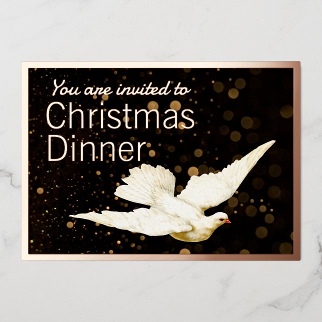 Elegant Simple Modern Gold Dove Christmas Dinner (Front)