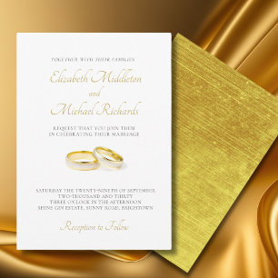 Elegant Simple Modern Gold  Rings Wedding Invitation