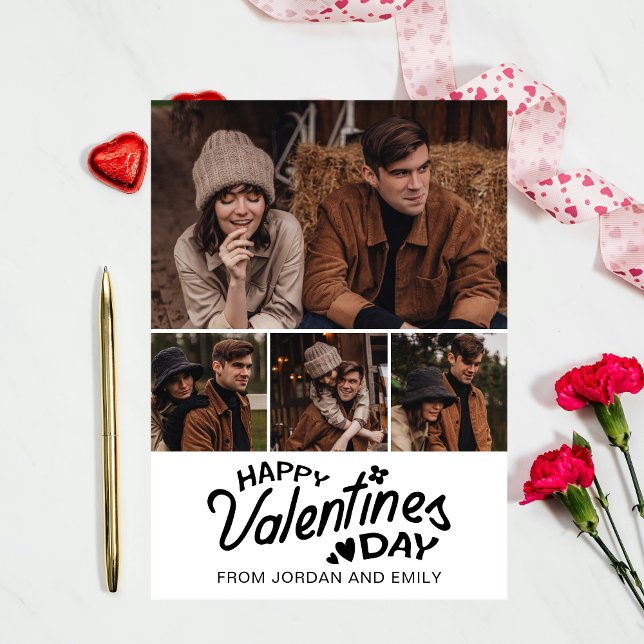Elegant Simple Modern Happy Valentine's Day Photo Holiday Card (Creator Uploaded)