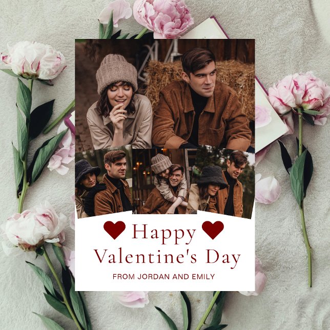 Elegant Simple Modern Happy Valentine's Day Photo Holiday Card (Creator Uploaded)